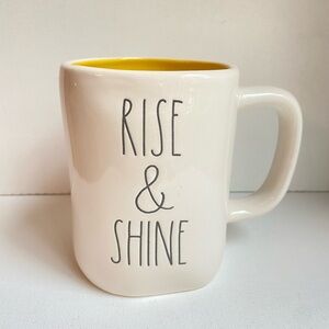 Rae Dun Rise and Shine large ceramic coffee tea mug with sunny yellow interior